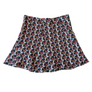 Zara Woman Geometric Abstract Print Mini Skirt Navy Red Yellow Size S 4479/244